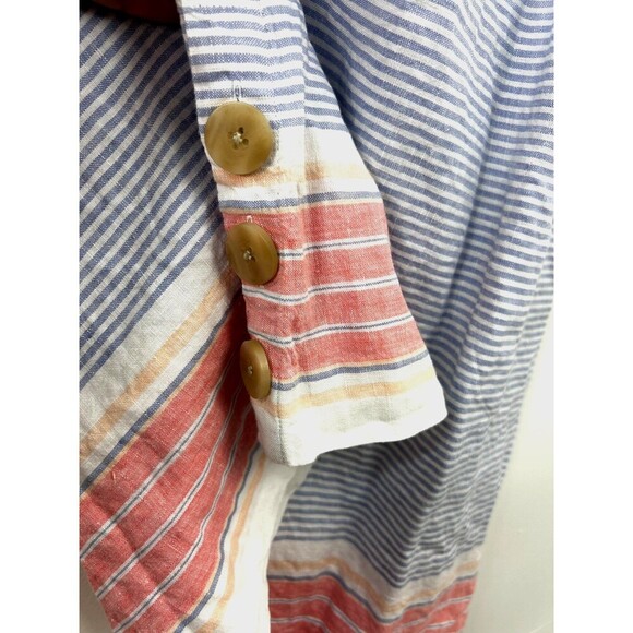 J Jill Love Linen Stripe Sleeveless Button Organic Tank Dress MP Petite 1102R4 - Picture 7 of 12